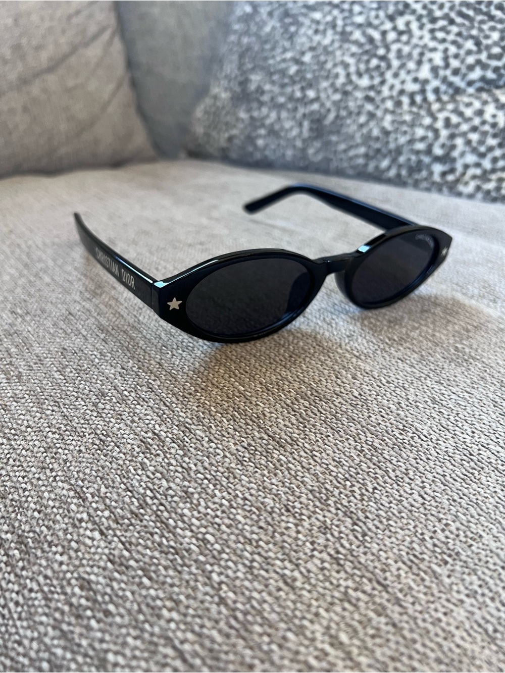 Christian Dior Pacific R1I Black Oval Sunglasses with Star Accent